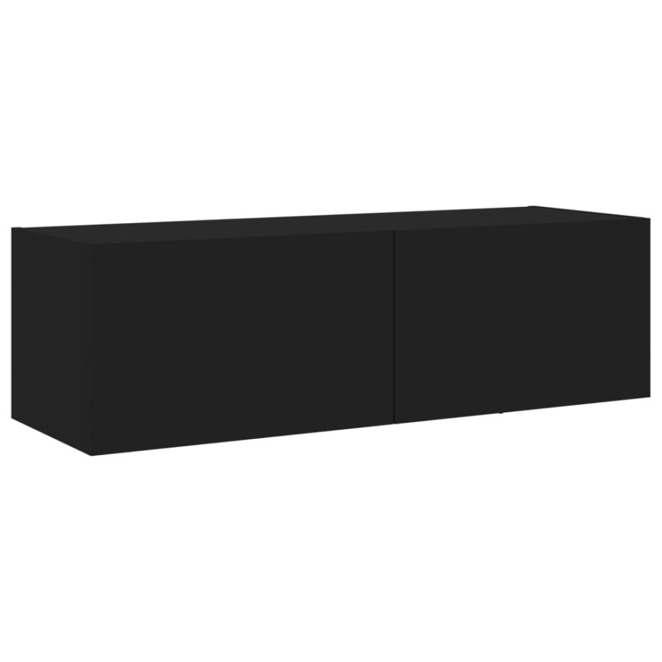 Mueble de TV de pared con luces LED negro 100x35x31