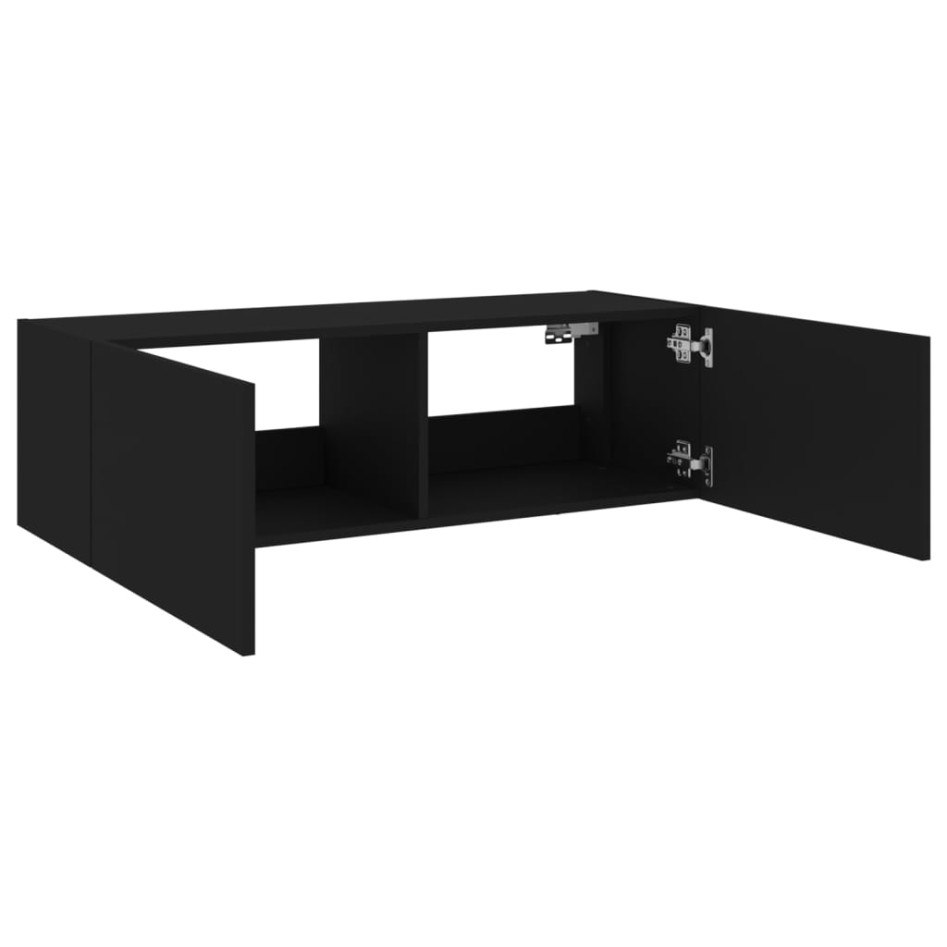 Mueble de TV de pared con luces LED negro 100x35x31