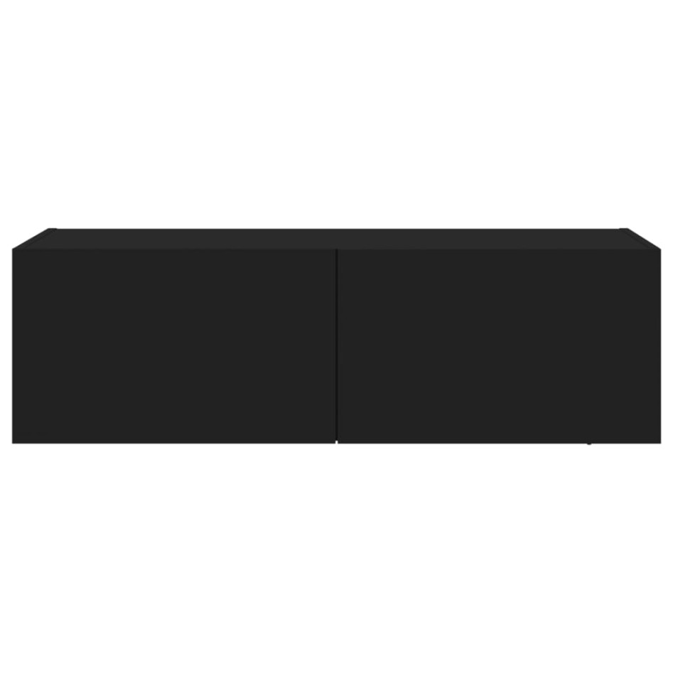 Mueble de TV de pared con luces LED negro 100x35x31