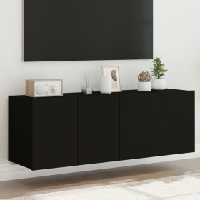 Muebles de TV de pared con luces LED 2 uds negro 60x35x41