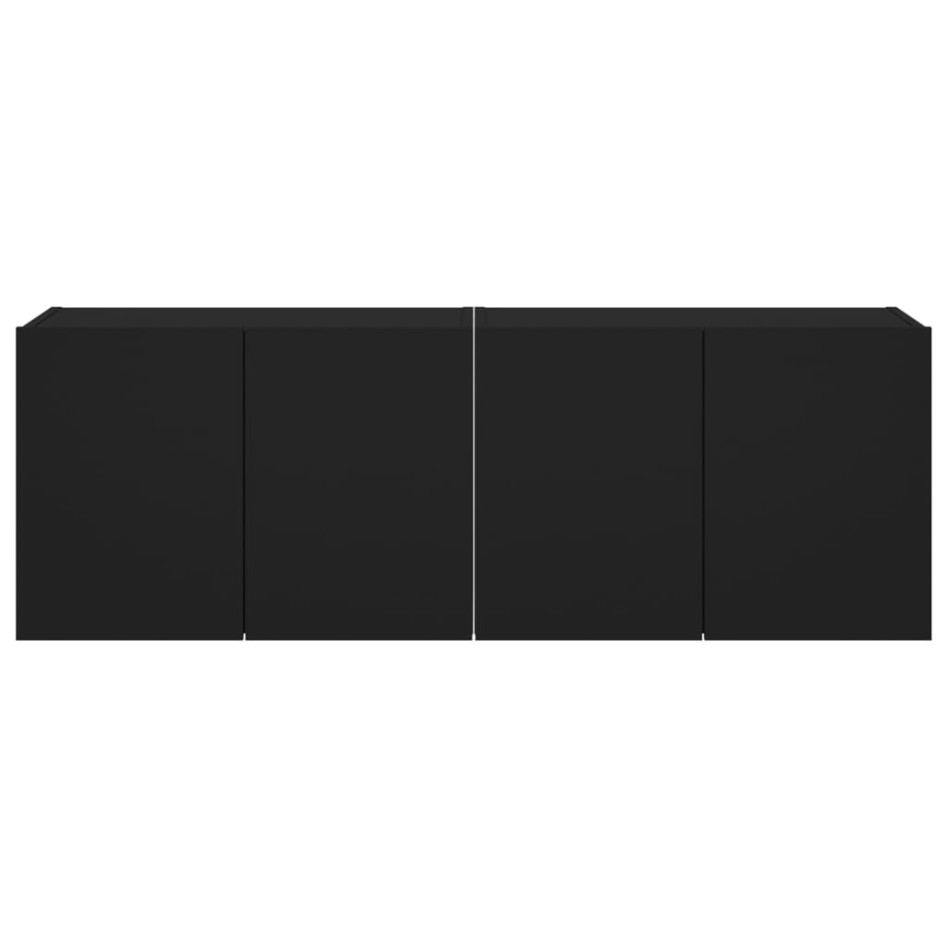 Muebles de TV de pared con luces LED 2 uds negro 60x35x41