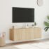 Muebles de TV de pared luces LED 2 uds roble Sonoma 60x35x41
