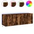 Muebles TV de pared luces LED 2 uds roble ahumado 60x35x41