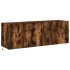 Muebles TV de pared luces LED 2 uds roble ahumado 60x35x41