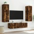 Muebles TV de pared luces LED 2 uds roble ahumado 60x35x41