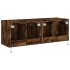 Muebles TV de pared luces LED 2 uds roble ahumado 60x35x41
