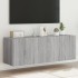 Muebles TV de pared con luces LED 2 uds gris Sonoma 60x35x41