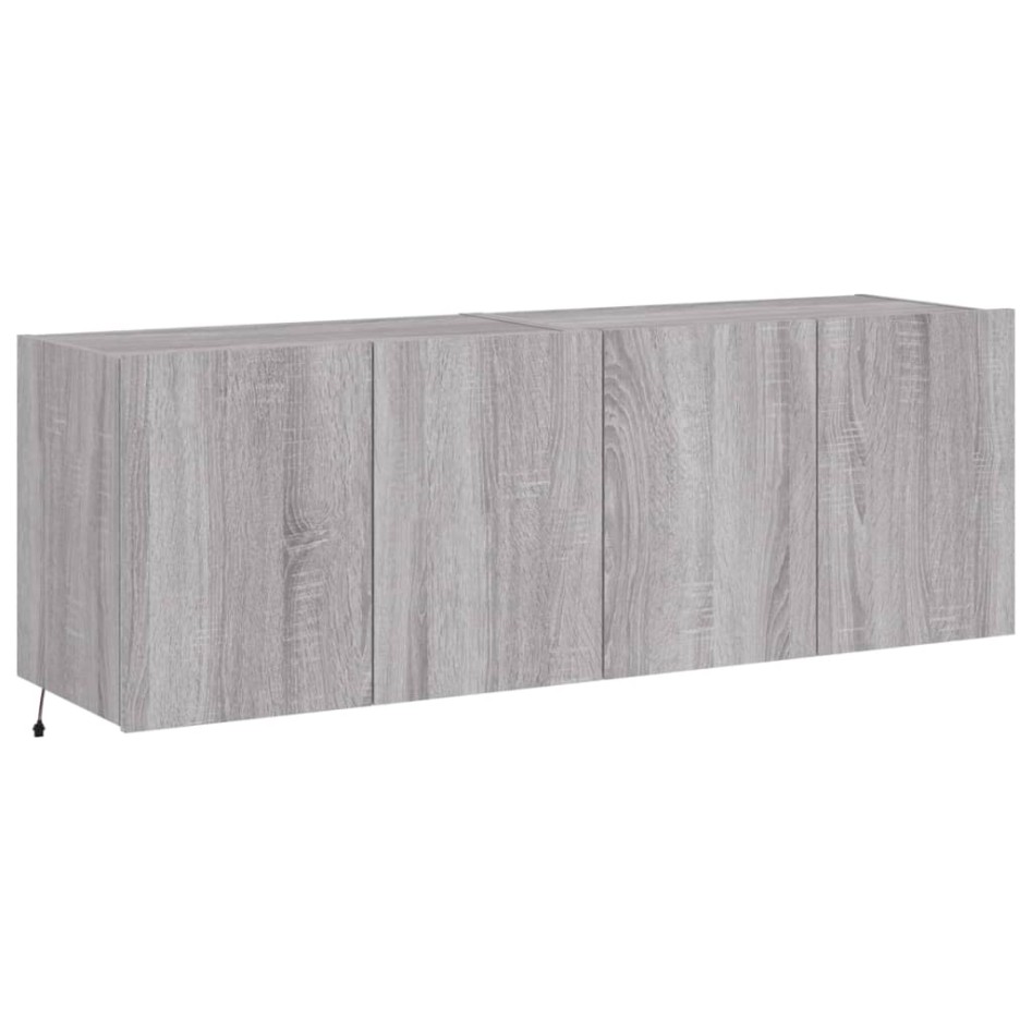 Muebles TV de pared con luces LED 2 uds gris Sonoma 60x35x41