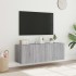 Muebles TV de pared con luces LED 2 uds gris Sonoma 60x35x41
