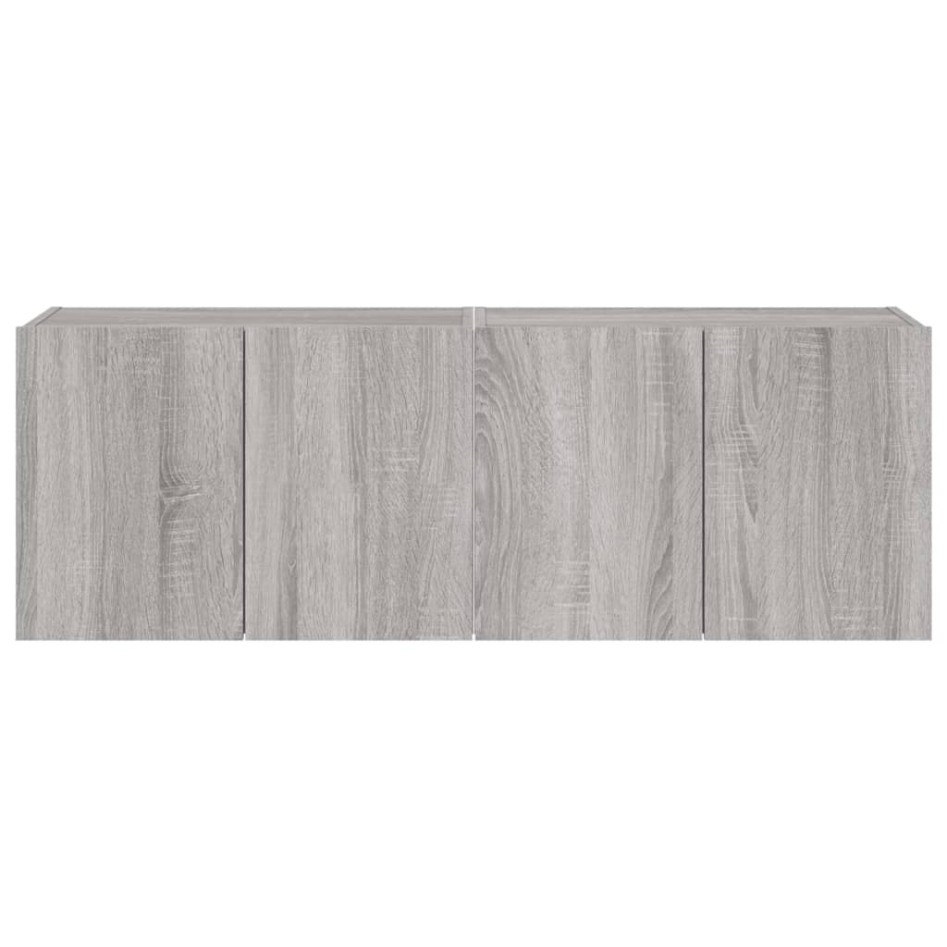 Muebles TV de pared con luces LED 2 uds gris Sonoma 60x35x41