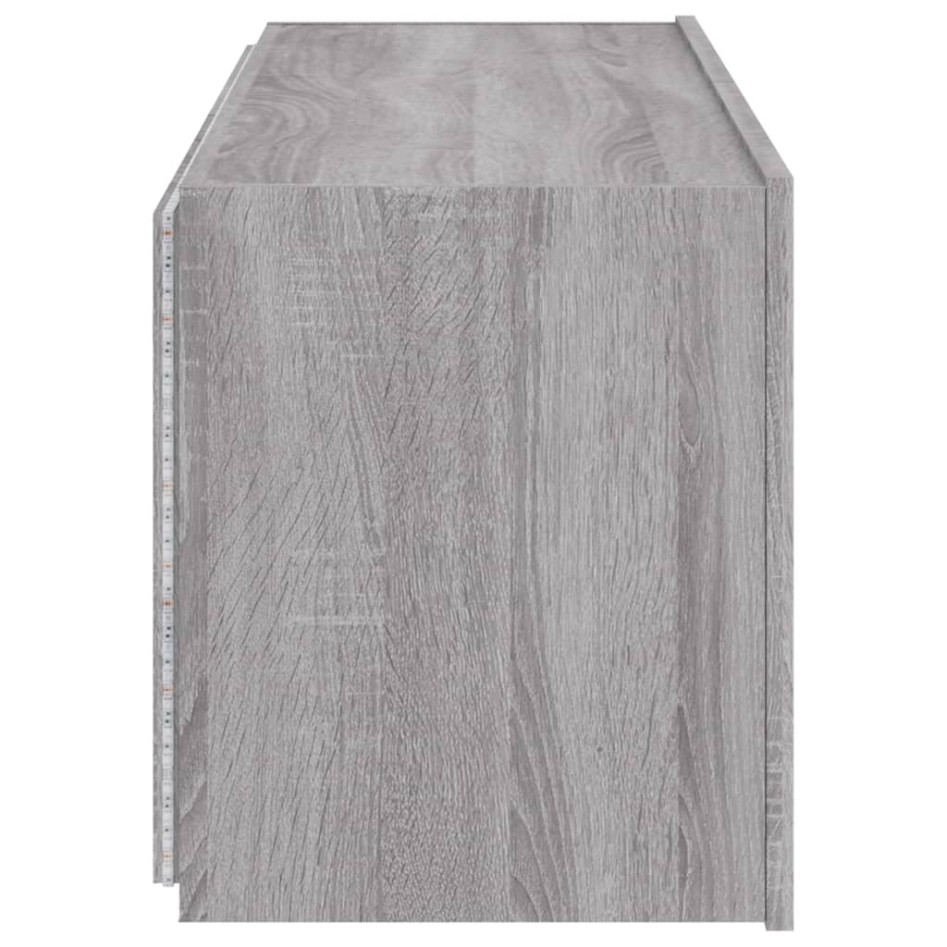 Muebles TV de pared con luces LED 2 uds gris Sonoma 60x35x41
