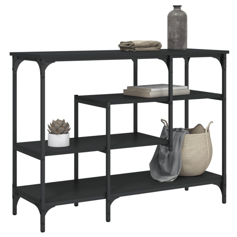 Mesa consola con estantes negro 100x35x75