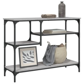 Mesa consola con estantes gris Sonoma 100x35x75