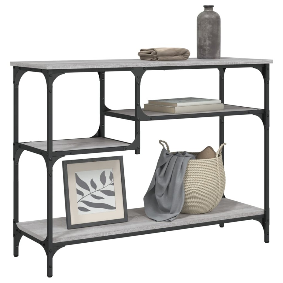 Mesa consola con estantes gris Sonoma 100x35x75