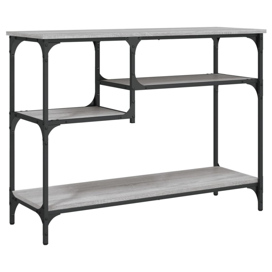 Mesa consola con estantes gris Sonoma 100x35x75