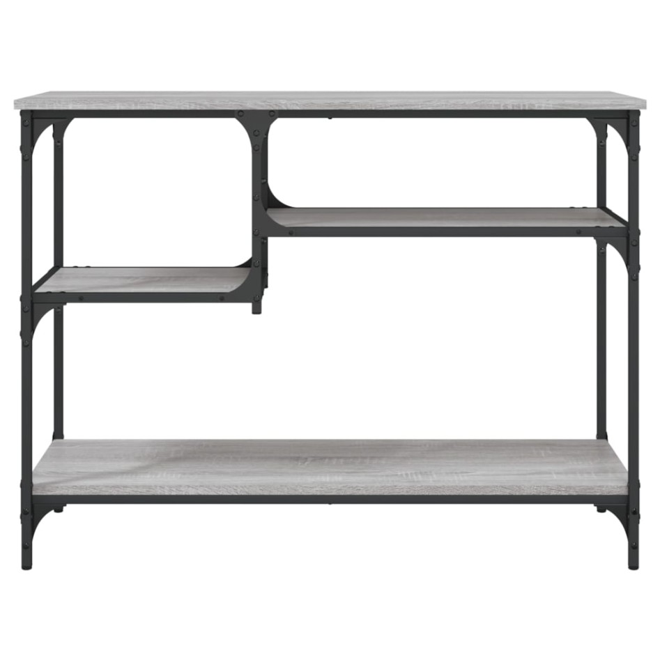 Mesa consola con estantes gris Sonoma 100x35x75