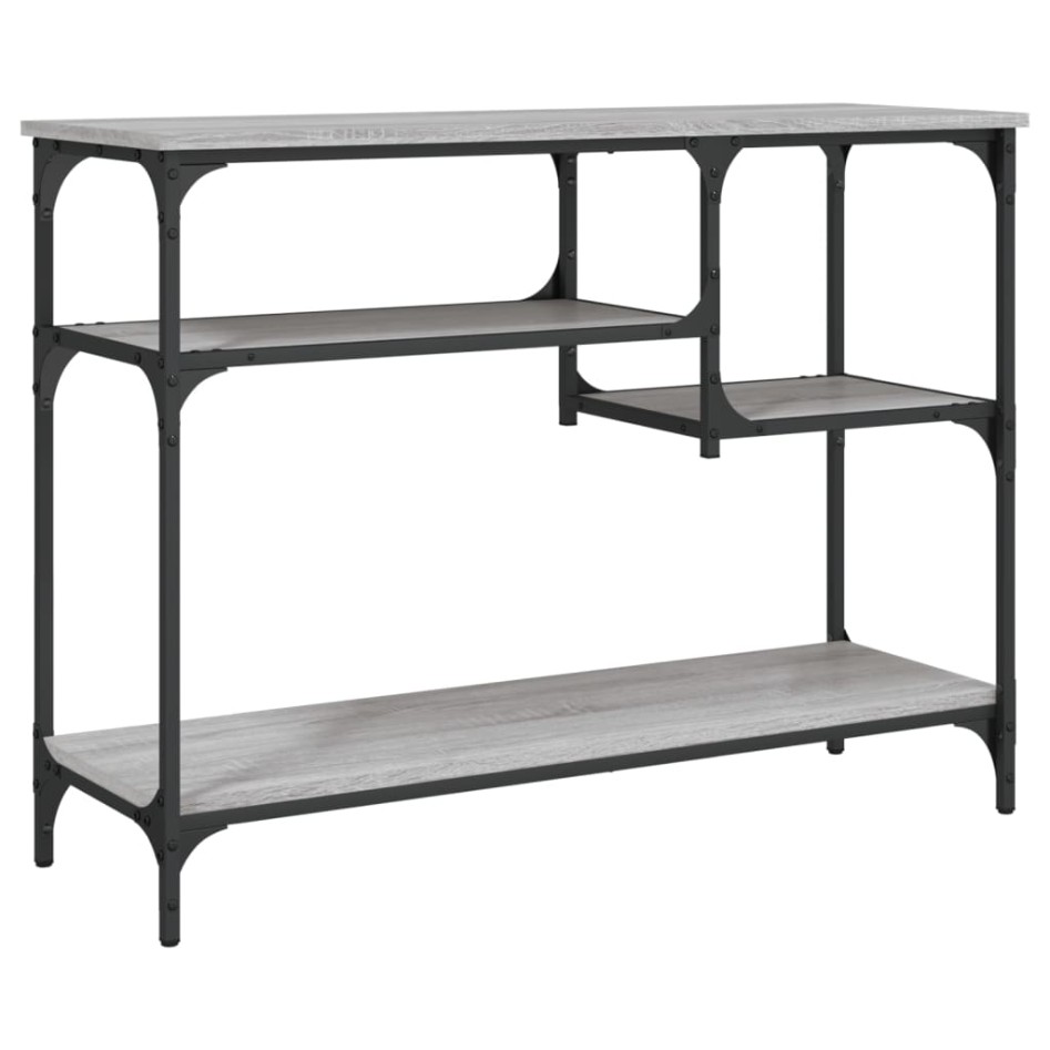Mesa consola con estantes gris Sonoma 100x35x75
