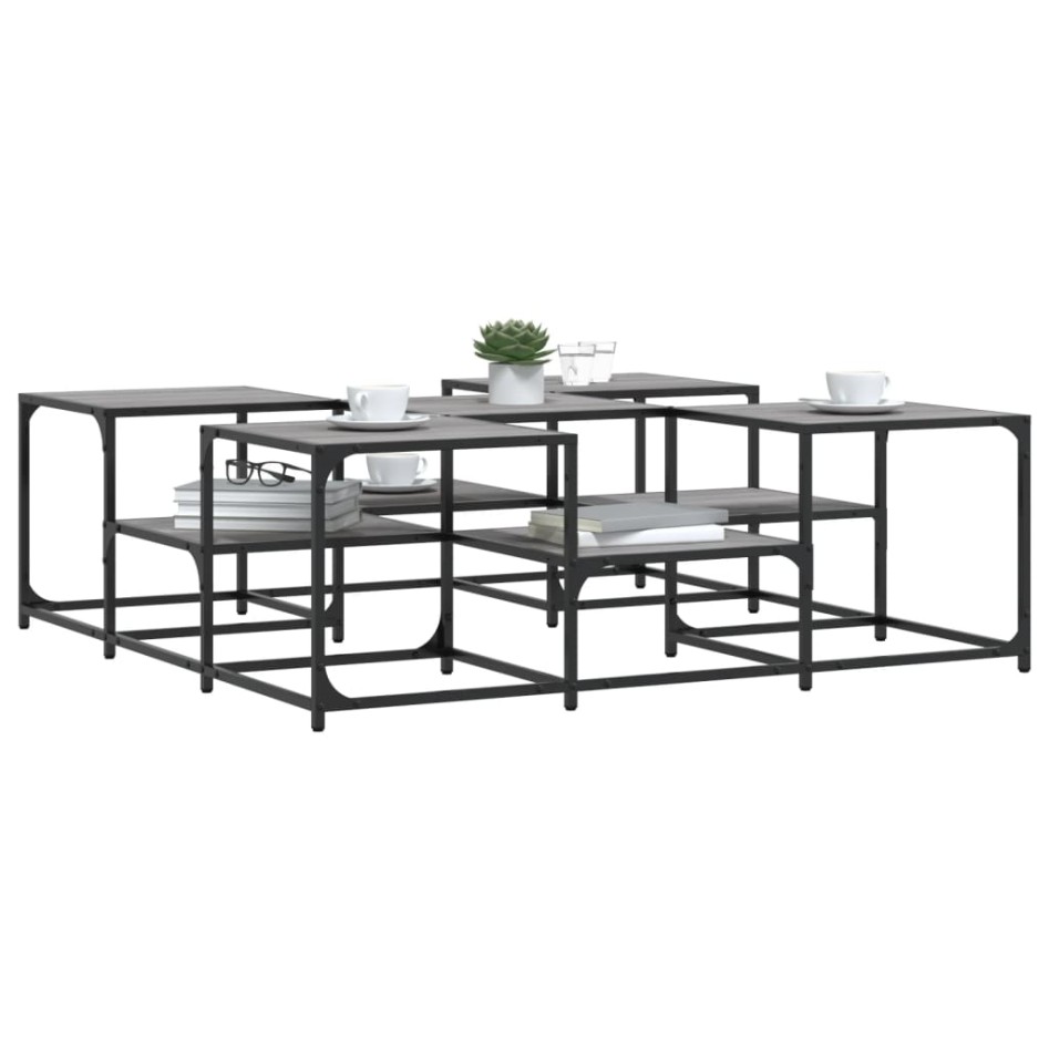 Mesa de centro madera de ingeniería gris Sonoma 121x121x40