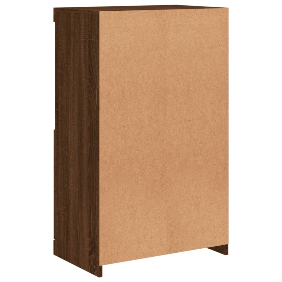 Aparador con luces LED roble marrón 60,5x37x100