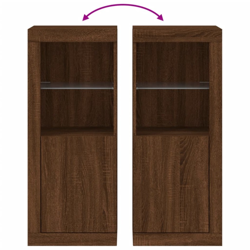 Aparador con luces LED roble marrón 41x37x100