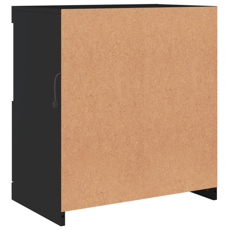 Aparador con luces LED negro 60x37x67