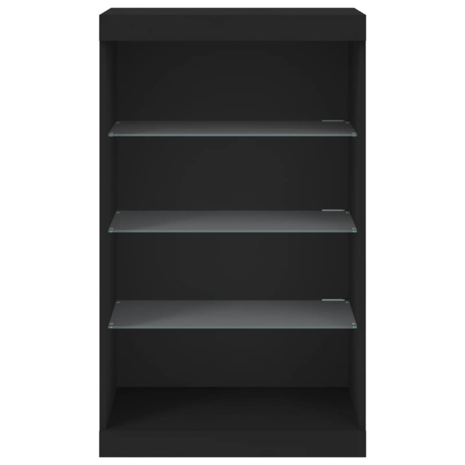 Aparador con luces LED negro 60,5x37x100