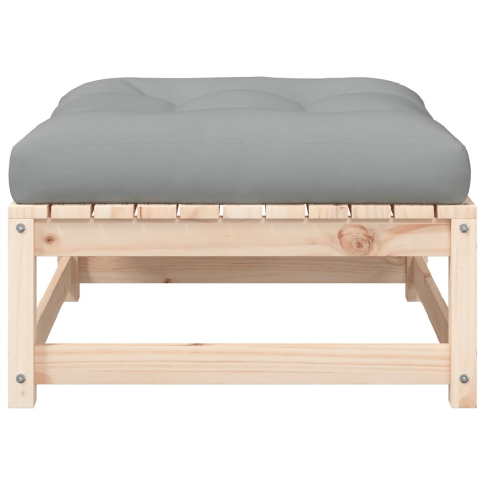 Taburete de jardín con cojín madera maciza de