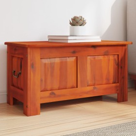 Baúl de almacenamiento con tapa madera maciza de acacia