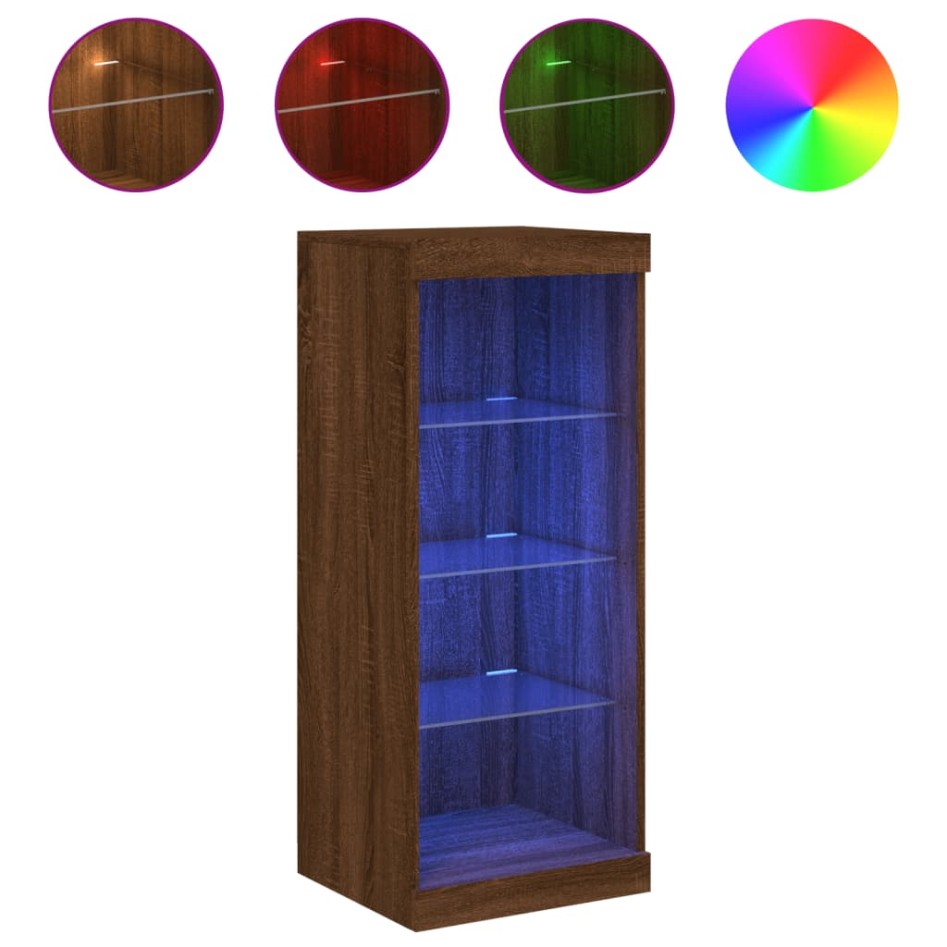 Aparador con luces LED roble marrón 41x37x100