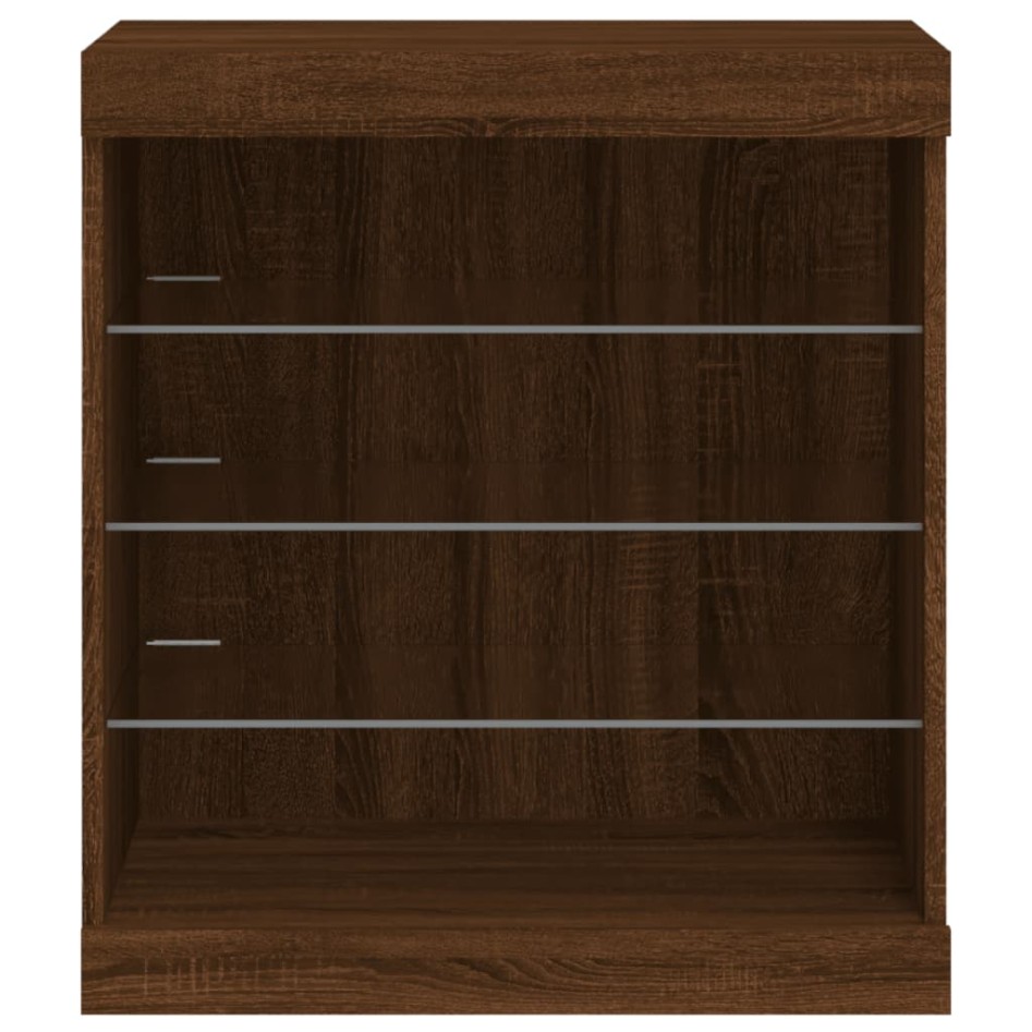 Aparador con luces LED roble marrón 60,5x37x67