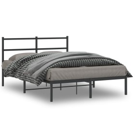 Estructura cama sin colchón con cabecero metal negro 135x190