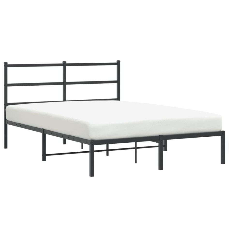 Estructura cama sin colchón con cabecero metal negro 135x190