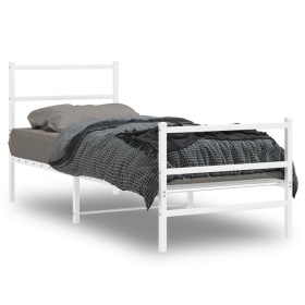 Estructura cama sin colchón con estribo metal blanco 75x190