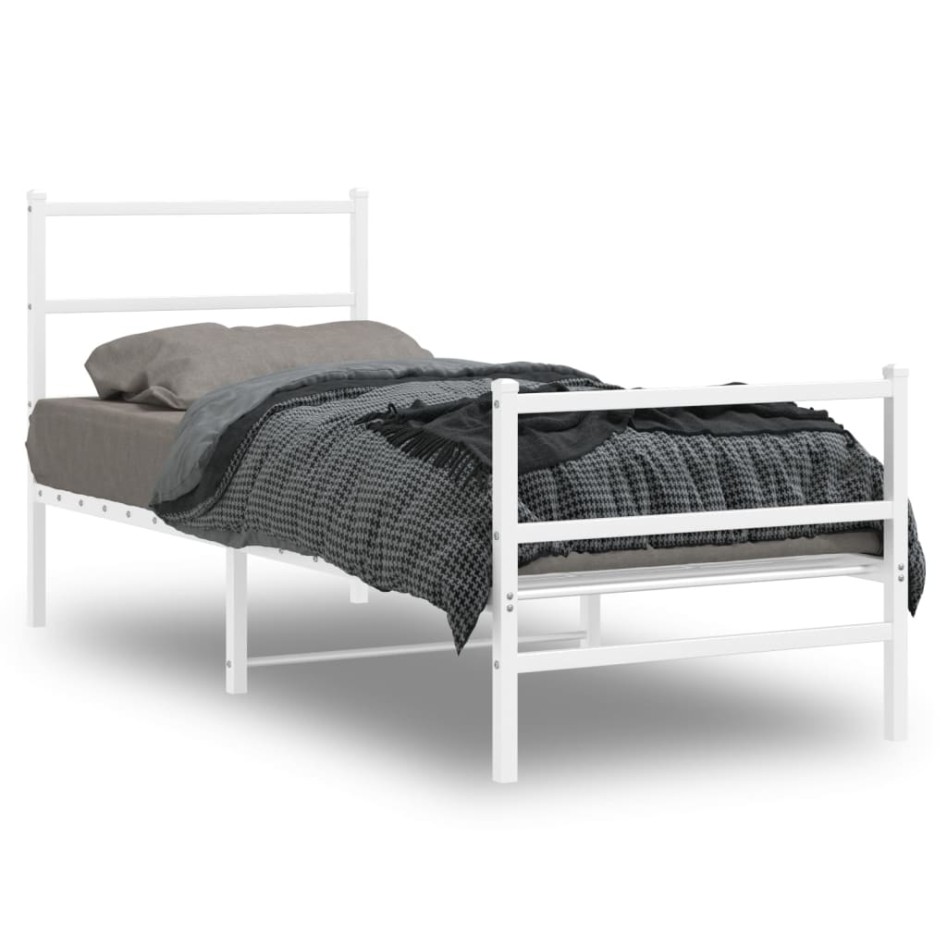 Estructura cama sin colchón con estribo metal blanco 75x190