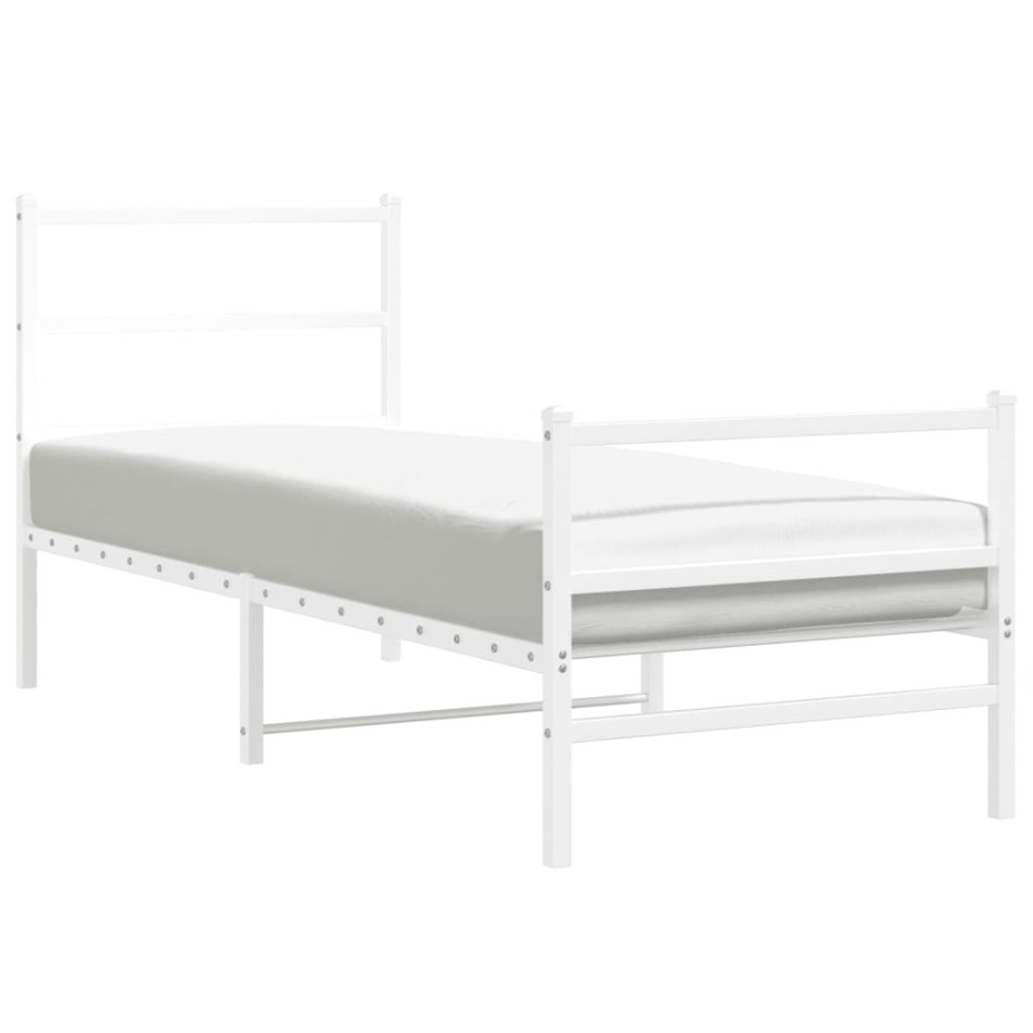 Estructura cama sin colchón con estribo metal blanco 75x190
