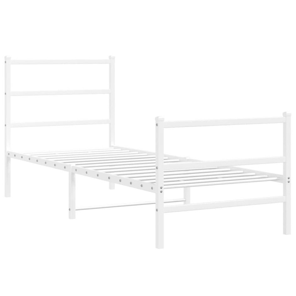 Estructura cama sin colchón con estribo metal blanco 75x190