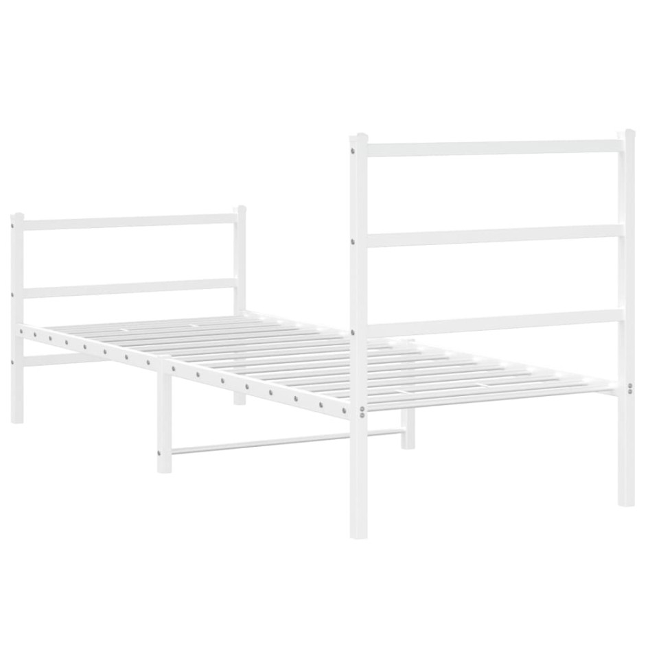 Estructura cama sin colchón con estribo metal blanco 75x190