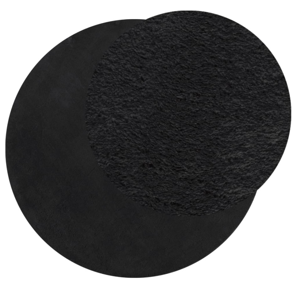 Alfombra de pelo corto suave lavable HUARTE negro Ø 160