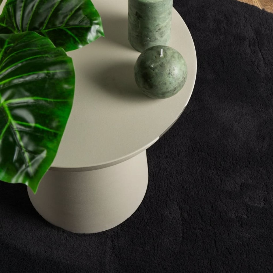 Alfombra de pelo corto suave lavable HUARTE negro Ø 160