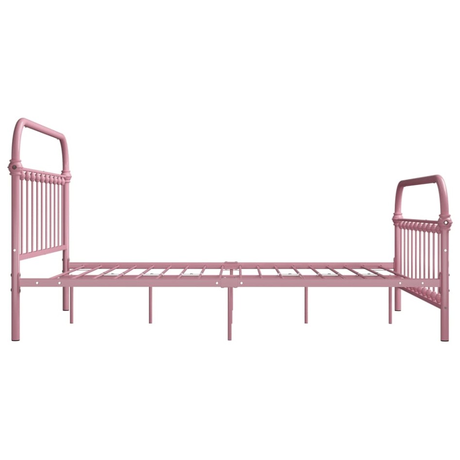 Estructura de cama de metal rosa 120x200