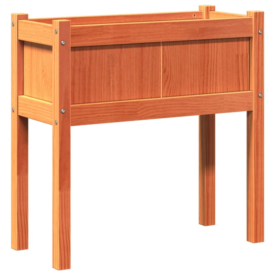 Jardineras con patas 2 uds madera maciza de pino marrón