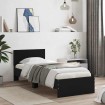 Estructura cama con cabecero madera ingeniería negra 75x190 cm