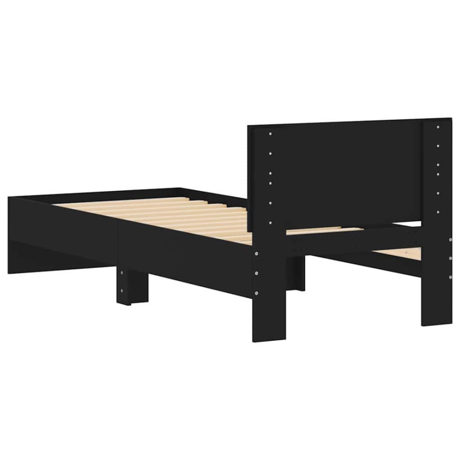 Estructura cama con cabecero madera ingeniería negra 75x190