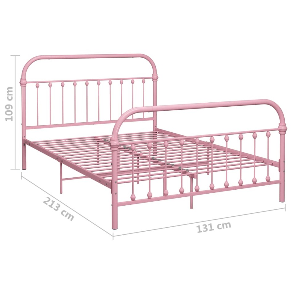 Estructura de cama de metal rosa 120x200