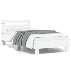 Estructura de cama con cabecero y luces LED blanco 75x190