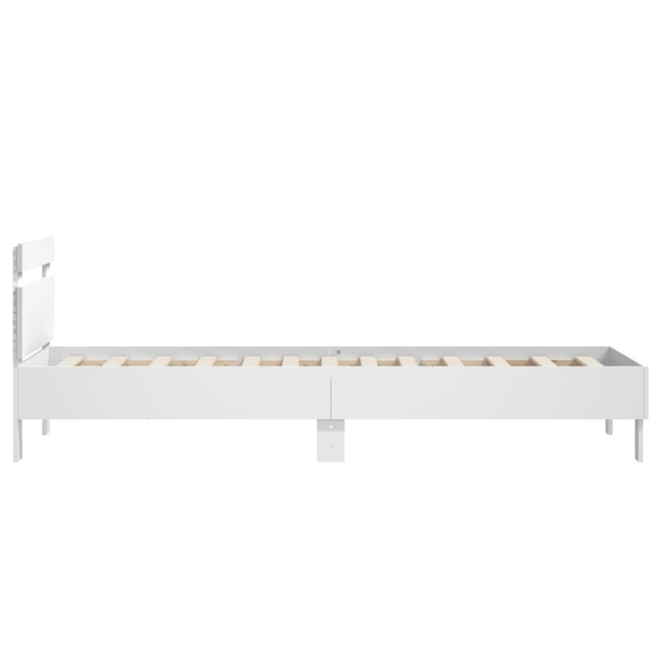 Estructura de cama con cabecero y luces LED blanco 75x190