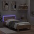 Estructura de cama cabecero luces LED roble Sonoma 75x190