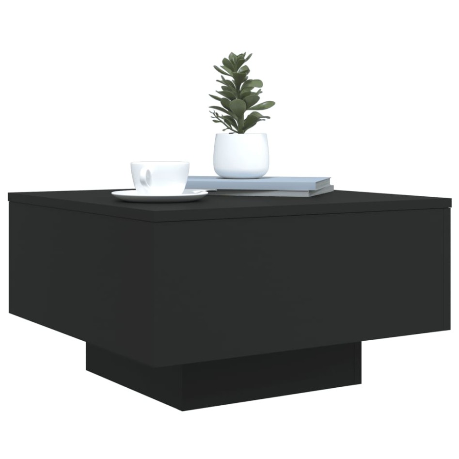 Mesa de centro con luces LED negro 55x55x31