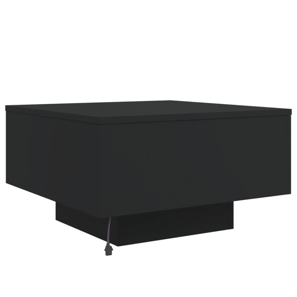 Mesa de centro con luces LED negro 55x55x31