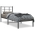 Estructura cama sin colchón con cabecero metal negro 80x200